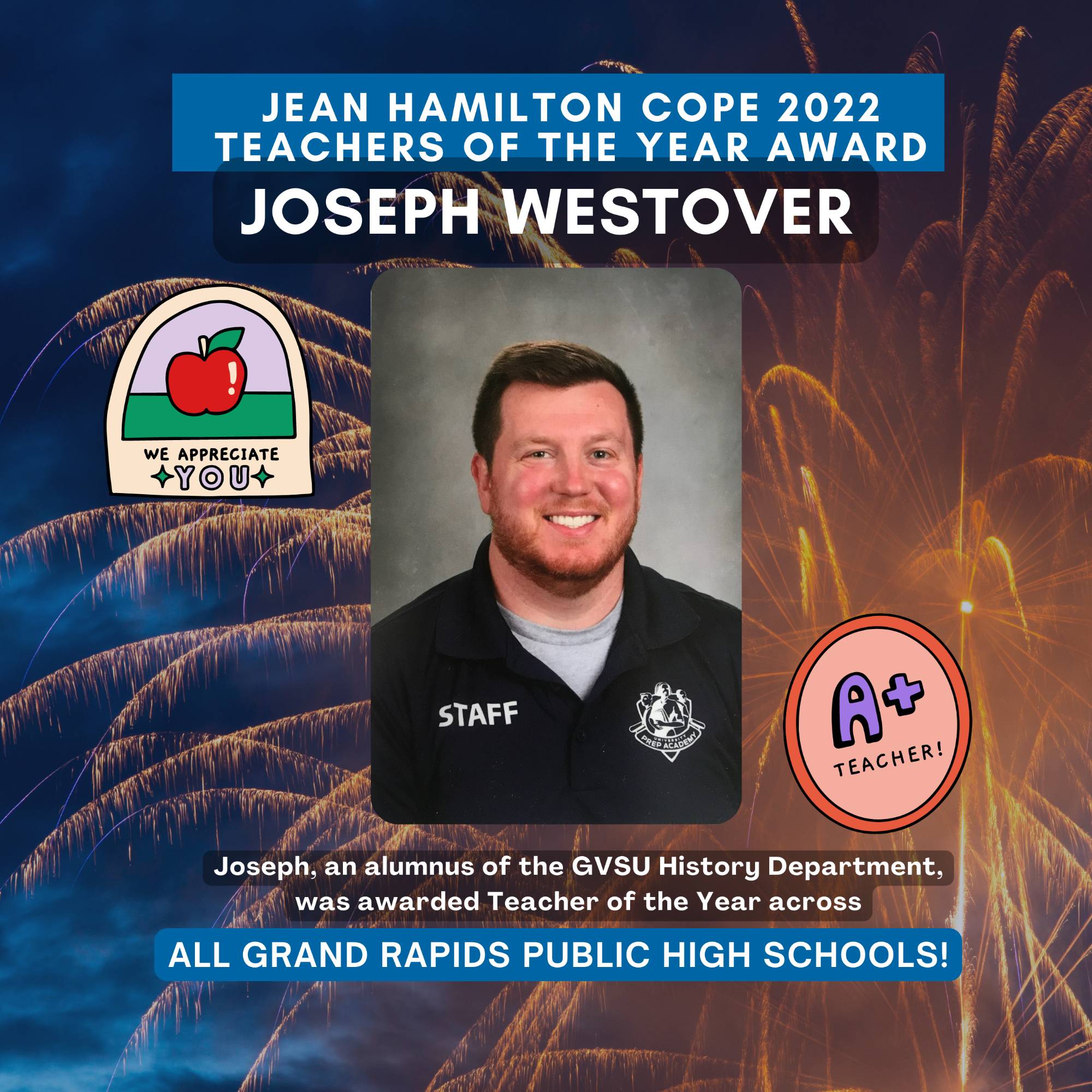 Joseph Westover teacher of the year